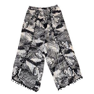 Club Z Collection Beach Sparkle Black & White Cover Up Pants - Size: 2X